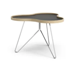 Flower table 62x66 cm, 45 cm, Black-oak edge-chrome base