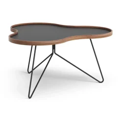 Flower table 84x90 cm, H45-black-walnut edge-black stativ
