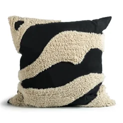 Fluffy cushion 50x50 cm, Black-beige