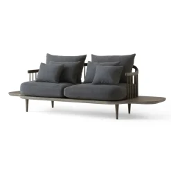 Fly SC3 sofa, Fabric hot madison 093 dark grey. smoked oiled oak stand and side table