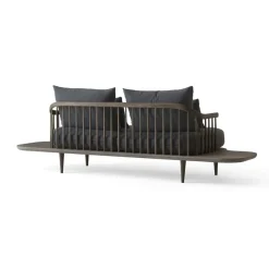 Fly SC3 sofa, Fabric hot madison 093 dark grey. smoked oiled oak stand and side table