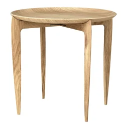 Foldable Tray Table Ø 45 cm, Oak