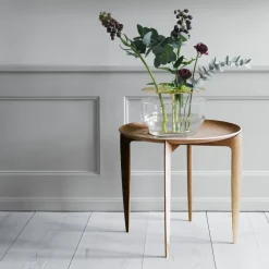 Foldable Tray Table Ø 45 cm, Oak