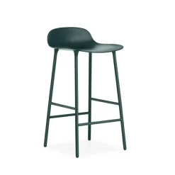 Form barstool low, Green, green-coated steel legs