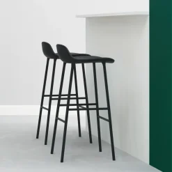 Form barstool low, Green, green-coated steel legs