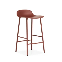 Form barstool low, Red, red-coated steel legs