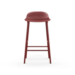 Form barstool low, Red, red-coated steel legs