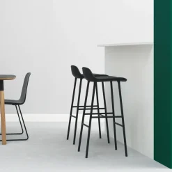 Form barstool metal legs 75 cm, Black