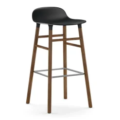 Form barstool walnut legs 75 cm, Black