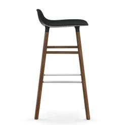 Form barstool walnut legs 75 cm, Black