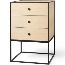 Frame 49 side table with three drawers, oak