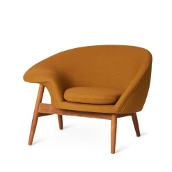 Fried Egg armchair, Fabric canvas 424 dark ochre, oiled teak legs