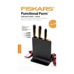 Functional Form plastic knife block with 3 knives, 4 pieces
