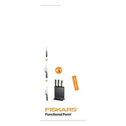 Functional Form plastic knife block with 3 knives, 4 pieces