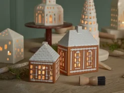 Gingerbread candle holder medium 15 cm, Brown