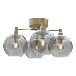 Gloria ceiling lamp, brass-smoke coloured glass