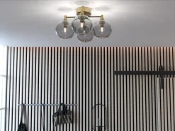 Gloria ceiling lamp, brass-smoke coloured glass