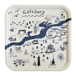 Gothenburg tray 32x32 cm, White-Blue