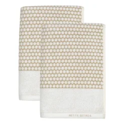 Grid guest towel 38x60 cm 2 pack, Sand-off white