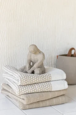 Grid guest towel 38x60 cm 2 pack, Sand-off white