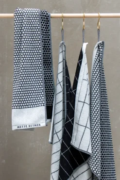 Grid guest towel 38x60 cm 2 pack, Black-off white