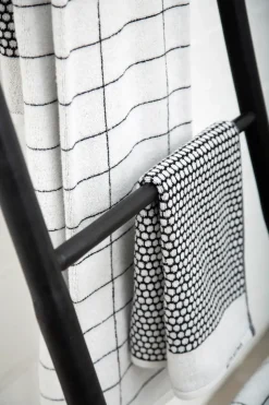 Grid guest towel 38x60 cm 2 pack, Black-off white