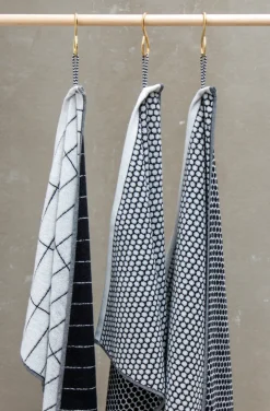 Grid guest towel 38x60 cm 2 pack, Black-off white