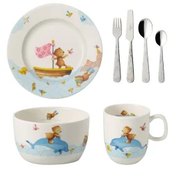 Happy as a Bear children's dinnerware and cutlery, 7 pieces