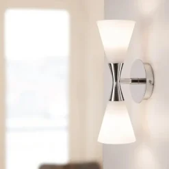 Harlekin duo wall lamp, chrome-white