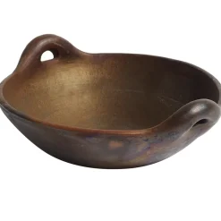 Hazel bowl with handle L, Brown