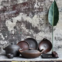 Hazel bowl with handle L, Brown