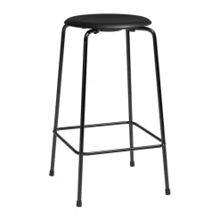 High Dot counter stool 4 legs, Intense leather black-black steel