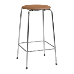 High Dot counter stool 4 legs, Wild leather walnut-chrome