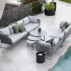 Horizon modular sofa, Cane-Line Natté grey-left-black frame