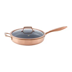 Hâws Santo cast-iron frying pan with lid hybrid coating, Rose Gold