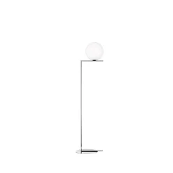 IC lights F1 floor lamp, Chrome, opal