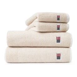 Icons Original Striped towel 30x50 cm, white-tan