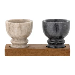 Inesa salt & pepper cellar set, Marble-Mango wood