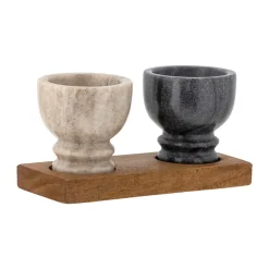 Inesa salt & pepper cellar set, Marble-Mango wood