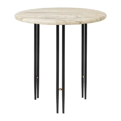 IOI coffee table Ø50 cm, Black-brass-rippled beige