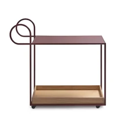 Julius serving trolley, Red, oak tray