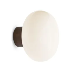 Karl-Johan wall lamp, Smoked oak-white opal glass