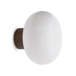 Karl-Johan wall lamp, Smoked oak-white opal glass