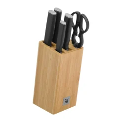 Kineo knife block with 4 knives and scissors, Stainless steel