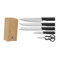 Kineo knife block with 4 knives and scissors, Stainless steel