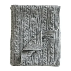 Knitted merino wool baby blanket 80x100 cm, Light grey
