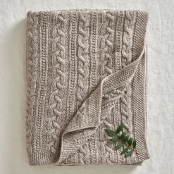 Knitted merino wool baby blanket 80x100 cm, Oatmeal