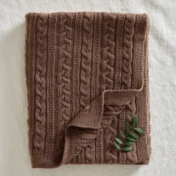 Knitted merino wool baby blanket 80x100 cm, Cookie