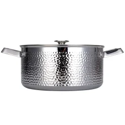 Kroma hammered chrome plated casserole pot with lid, Pixel. 4 L
