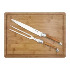 Laguiole By Hâws carving set with cutting board 3-piece, Olive